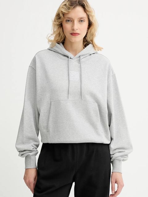 Calvin Klein bluza damska kolor szary z kapturem gładka LV044D204G - zdjęcie produktu nr 1