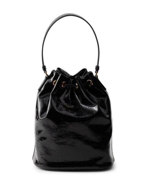Prada Duet patent leather bucket bag - Black - zdjęcie produktu nr 2