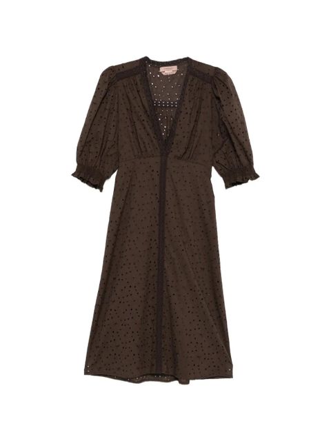 TWINSET puff-sleeve midi dress - Brown - zdjęcie produktu nr 1