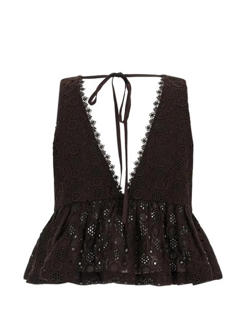 PINKO Kiersten broderie-anglaise top - Brown - zdjęcie produktu nr 1