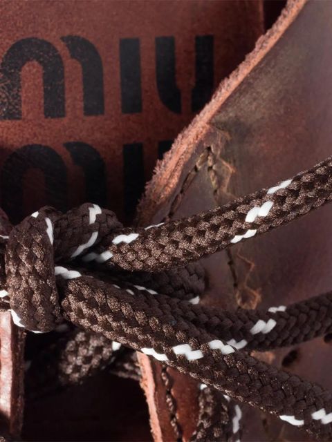 Miu Miu Plume leather sneakers - Brown - zdjęcie produktu nr 1