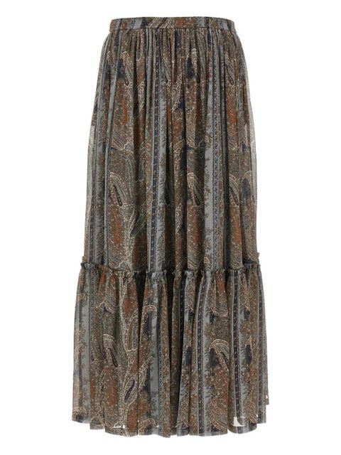 Saint Laurent paisley-print ruffled skirt - Grey - zdjęcie produktu nr 2