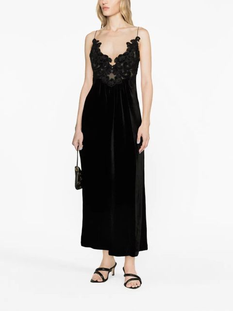 ZIMMERMANN floral-embellished velvet A-line dress - Black