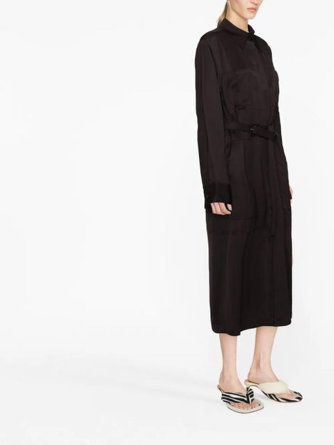 Jil Sander single-breasted belted-waist coat - Brown