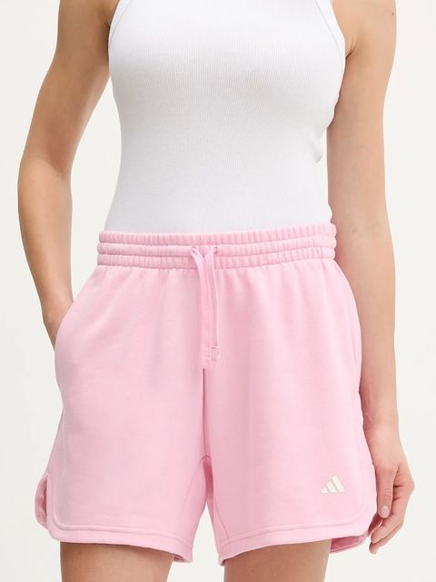adidas szorty damskie kolor różowy z nadrukiem high waist KT3268 - zdjęcie produktu nr 1