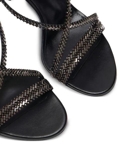 Casadei Josephine beaded strap sandals - Black