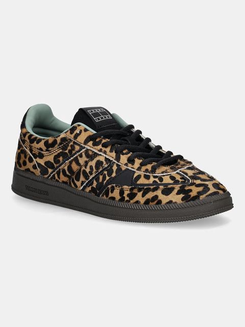 Tommy Jeans sneakersy skórzane THE GREENWICH EDGE LEOPARD damskie kolor brązowy EN0EN02904 - zdjęcie produktu nr 1