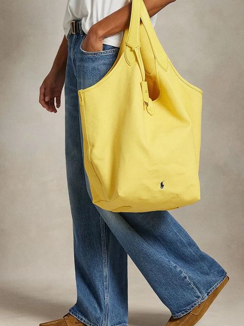 Polo Ralph Lauren torebka skórzana kolor żółty 428P07166