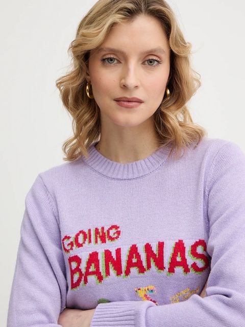 Farm Rio sweter z domieszką wełny damski kolor fioletowy lekki 352087