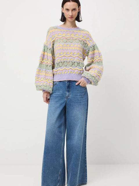 Medicine sweter z domieszką wełny damski kolor multicolor ciepły - zdjęcie produktu nr 2