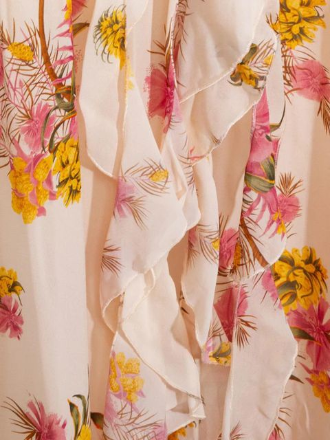 Blumarine ruffled floral-print dress - Neutrals