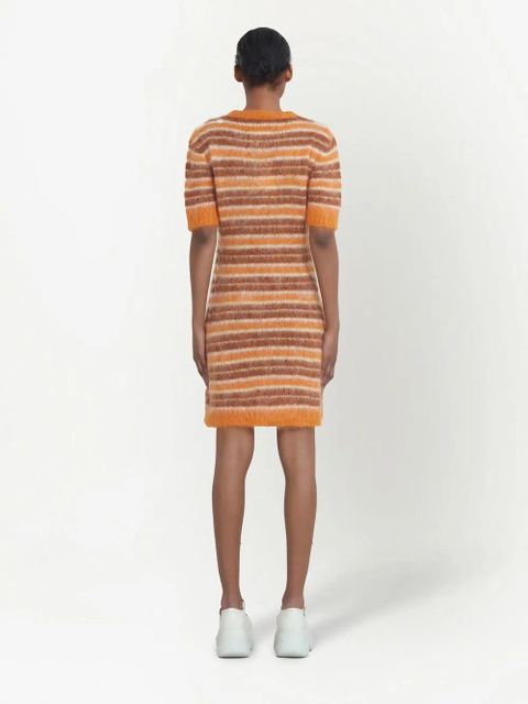 Marni striped mohair-blend minidress - Orange