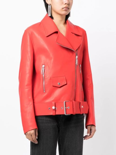 Off-White leather biker jacket - Red