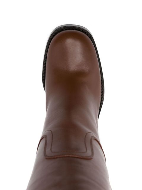 Prada 90mm round-toe leather boots - Brown