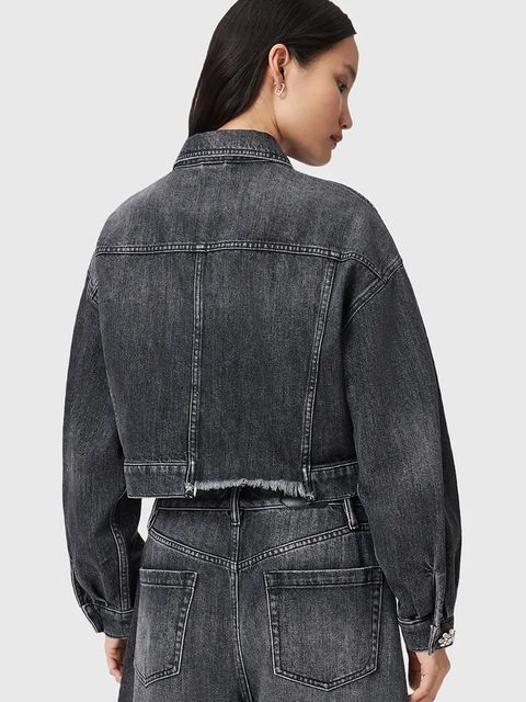 AllSaints kurtka jeansowa BETH kolor czarny przejściowa W033OD