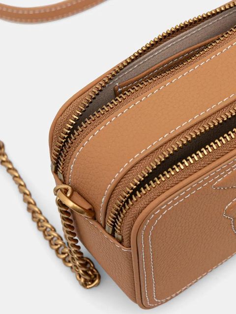 Pinko torebka skórzana kolor brązowy 103799 A1LF