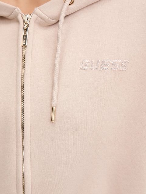 Guess bluza AELIA damska kolor beżowy z kapturem gładka V5BQ11 KB681