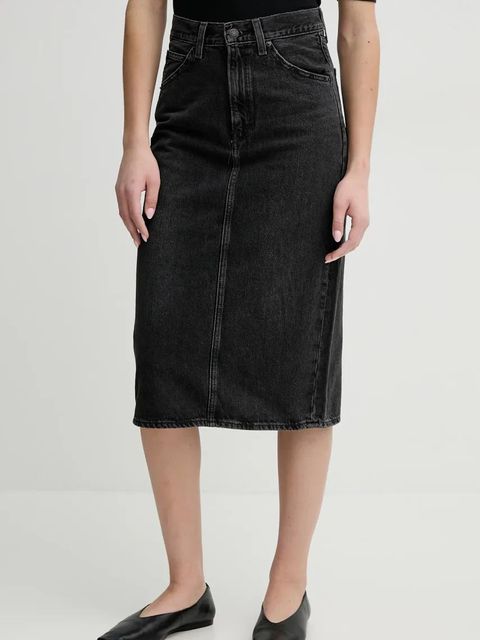 Levi's spódnica jeansowa HR BACK SLIT SKIRT kolor szary midi ołówkowa 001VH - zdjęcie produktu nr 1