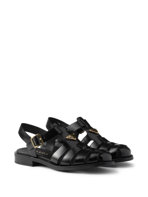 Prada leather fisherman sandals - Black