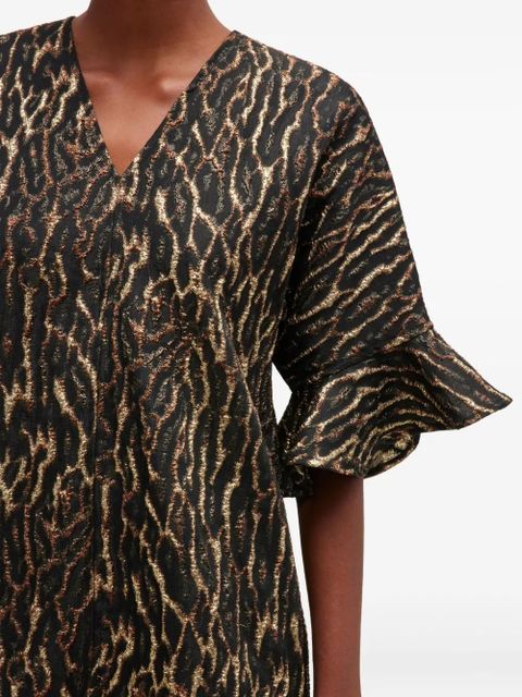 GANNI V-neck mini dress - Brown