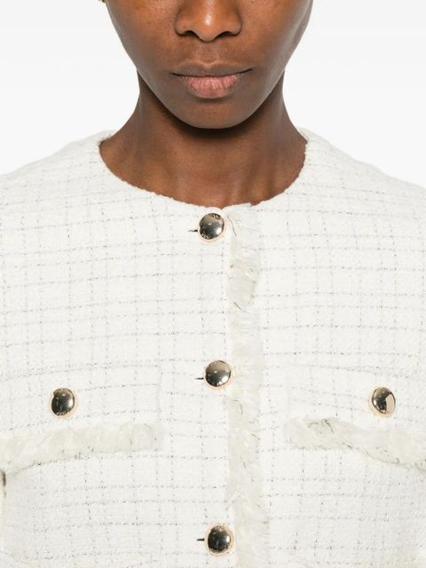 Maje fringed buttoned tweed jacket - Neutrals