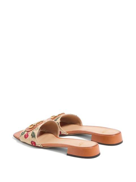 Valentino Garavani 20mm VLogo Signature Cherryfic-motif sandals - Neutrals