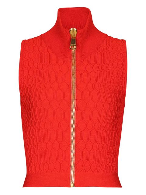 Balmain crocodile-knit top - Red - zdjęcie produktu nr 1