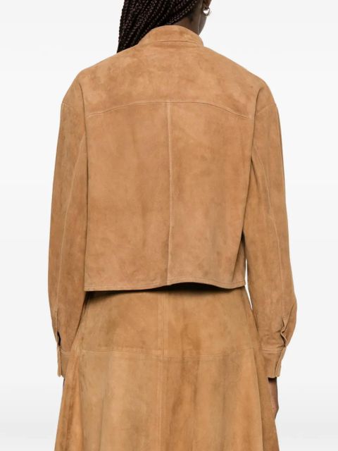 Nour Hammour Lucien long-sleeve suede jacket - Neutrals