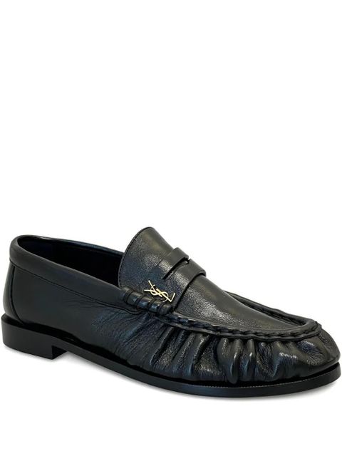 Saint Laurent logo-plaque leather loafers - Black - zdjęcie produktu nr 1