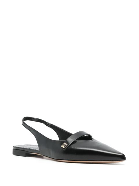 Max Mara logo-plaque leather ballerina shoes - Black - zdjęcie produktu nr 2
