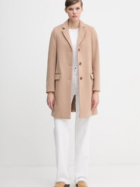 United Colors of Benetton płaszcz z dodatkiem wełny kolor beżowy 2V0PDN062