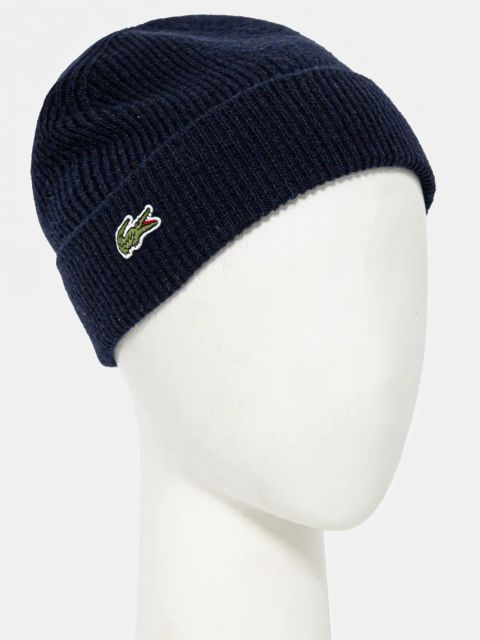 Lacoste czapka i szalik wełniany kolor granatowy RB5385