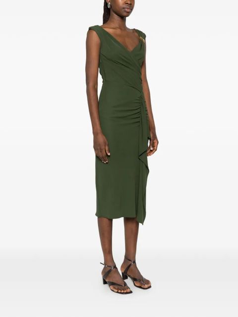 Max Mara Taureo draped ruffled midi dress - Green