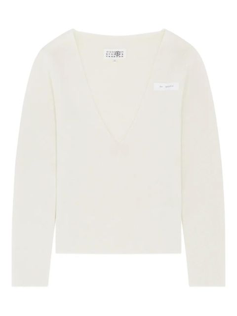 MM6 Maison Margiela V-neck sweater - Neutrals - zdjęcie produktu nr 1