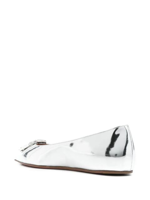 Amina Muaddi metallic-leather ballet flats - Silver - zdjęcie produktu nr 2