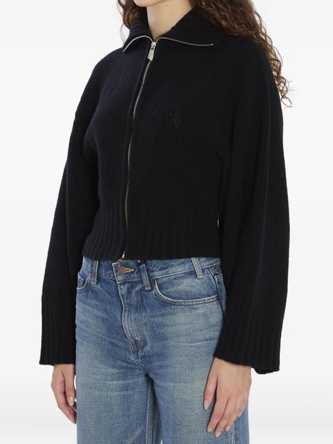 The Attico ribbed zip-up cardigan - Black