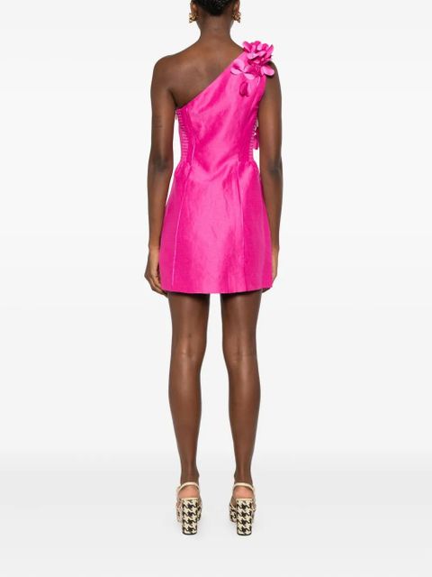 Aje floral-embellished one-shoulder mini dress - Pink