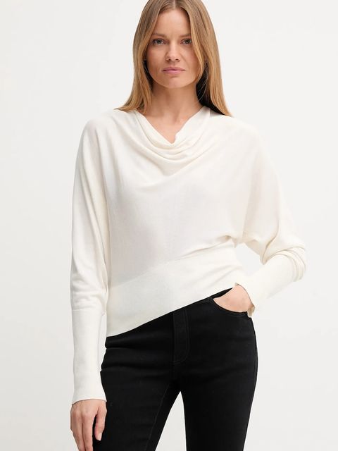 United Colors of Benetton sweter z jedwabiem damski kolor beżowy lekki 1ZRED10E8 - zdjęcie produktu nr 1