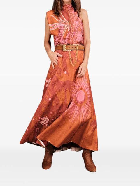 Johanna Ortiz Encanto De Isla printed jacquard skirt - Brown - zdjęcie produktu nr 2