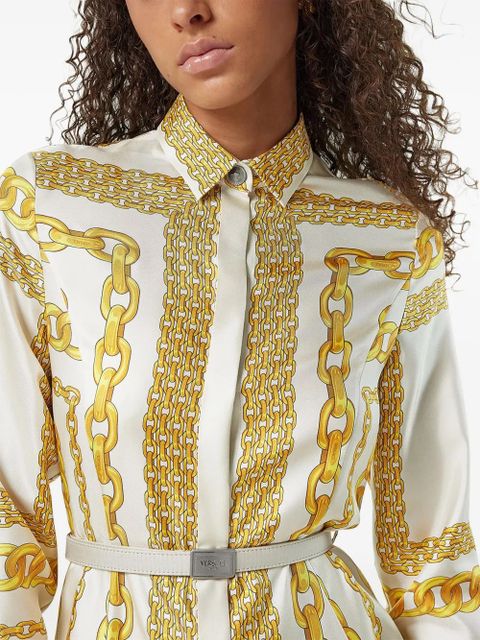 Versace Treasure silk midi shirt dress - White