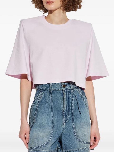 ISABEL MARANT Zaely padded-shoulder cropped top - Pink
