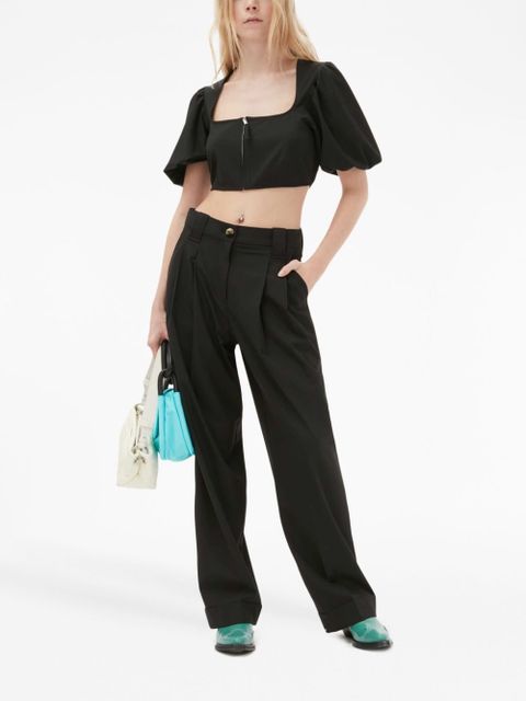 GANNI wide-leg tailores trousers - Black