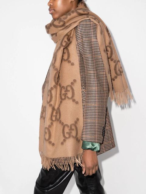 Gucci GG logo wool scarf - Brown