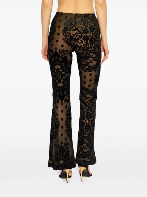 ETRO embroidered floral flare trousers - Black