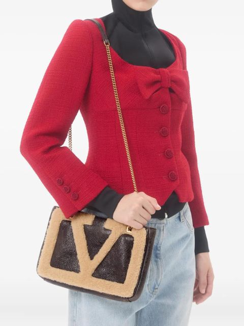 Valentino Garavani small Viva Superstar shearling tote bag - Brown