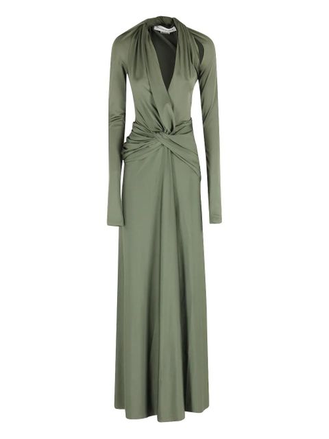 Victoria Beckham twisted long-sleeve gown dress - Green - zdjęcie produktu nr 1