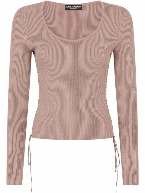 Dolce & Gabbana lace-up ribbed jumper - Brown - zdjęcie produktu nr 1