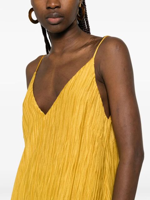 SOLOTRE V-neck textured dress - Yellow