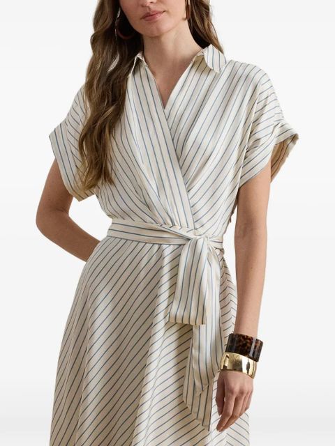 Lauren Ralph Lauren stripe-pattern wrap-style dress - Neutrals