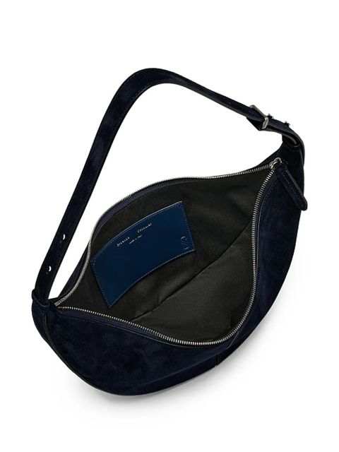 Proenza Schouler Slide crescent-shaped suede shoulder bag - Blue - zdjęcie produktu nr 2